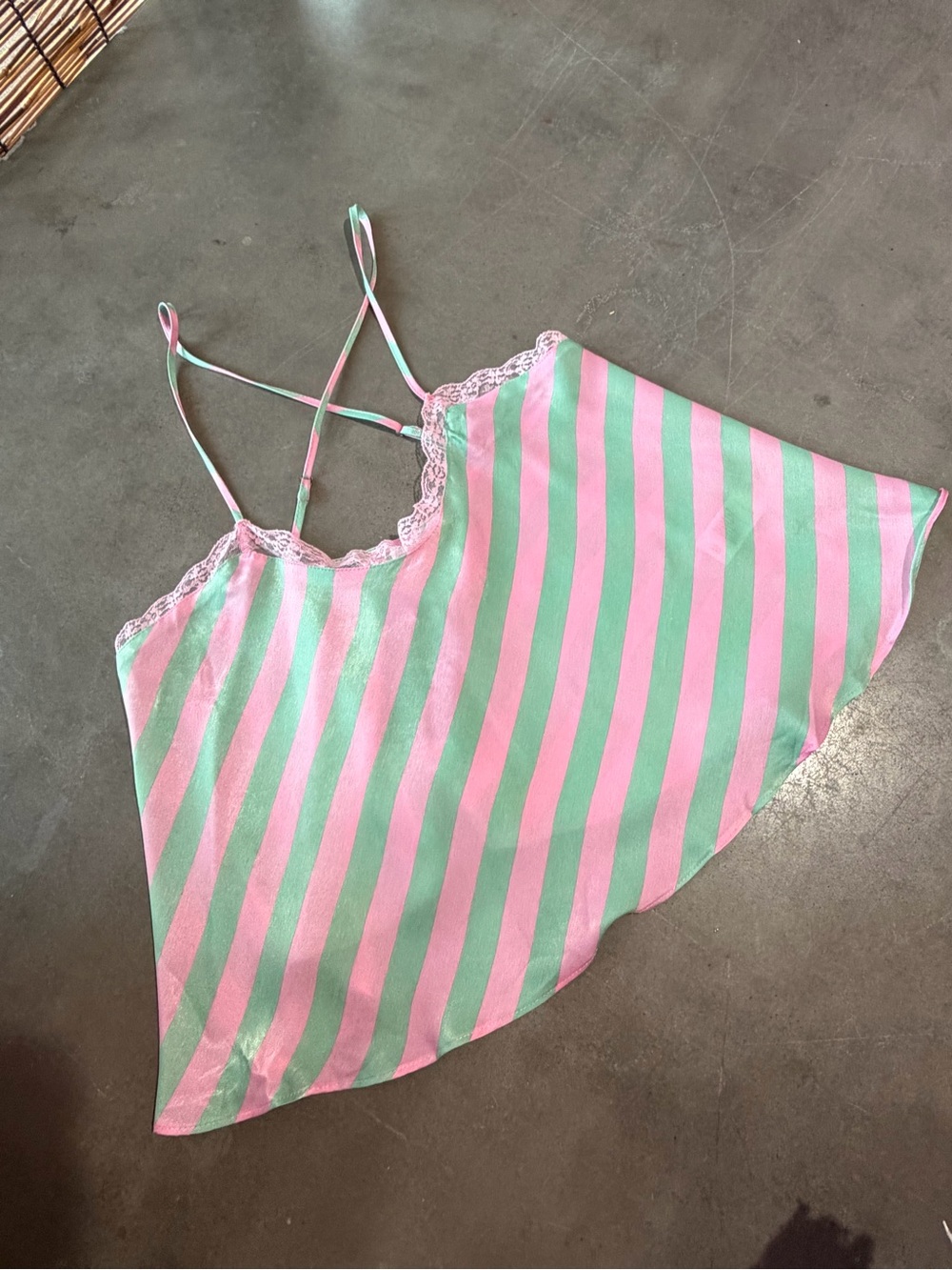 bp Pink & Mint Striped Lace Trim Cami